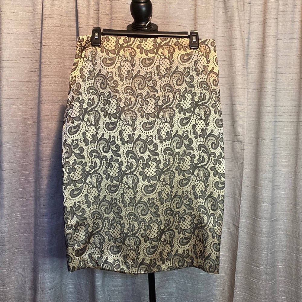 Black and gold New York and Company pencil skirt.